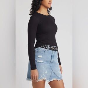 NWT Nordstrom BP Soft Ribbed Long Sleeve T-Shirt Black Size XXS